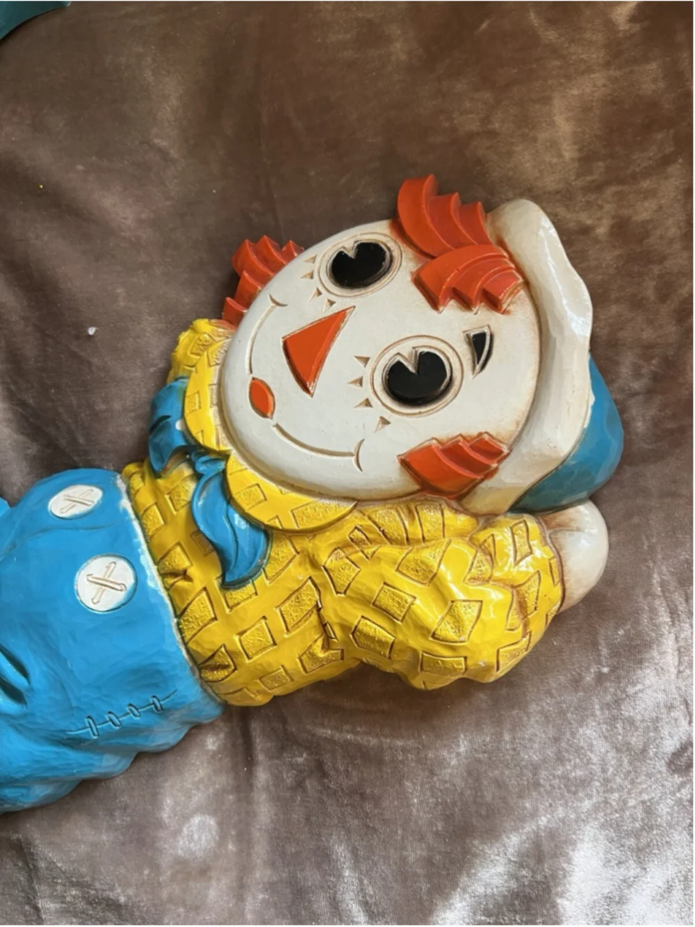 Raggedy Ann Andy VTG Nursery Wall Plaque Hanging Decor Bobbs-Merrill 1977 Set 2